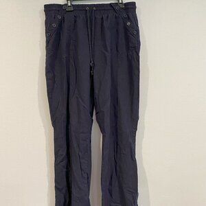 Ci Sono Casual Navy Bootcut Pants with Strings and Buttons- Size Large